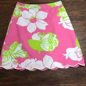 Lilly Pulitzer Pink Pattern Skirt with Lac…